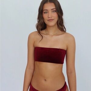 Elegant Velvet Burgundy Bikini Set